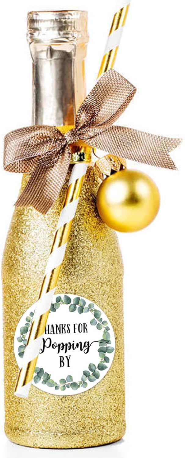 Thanks for Popping by Stickers, Greenery Baby Shower Favor Stickers, 2 Inch, 50-Pack - Image 6