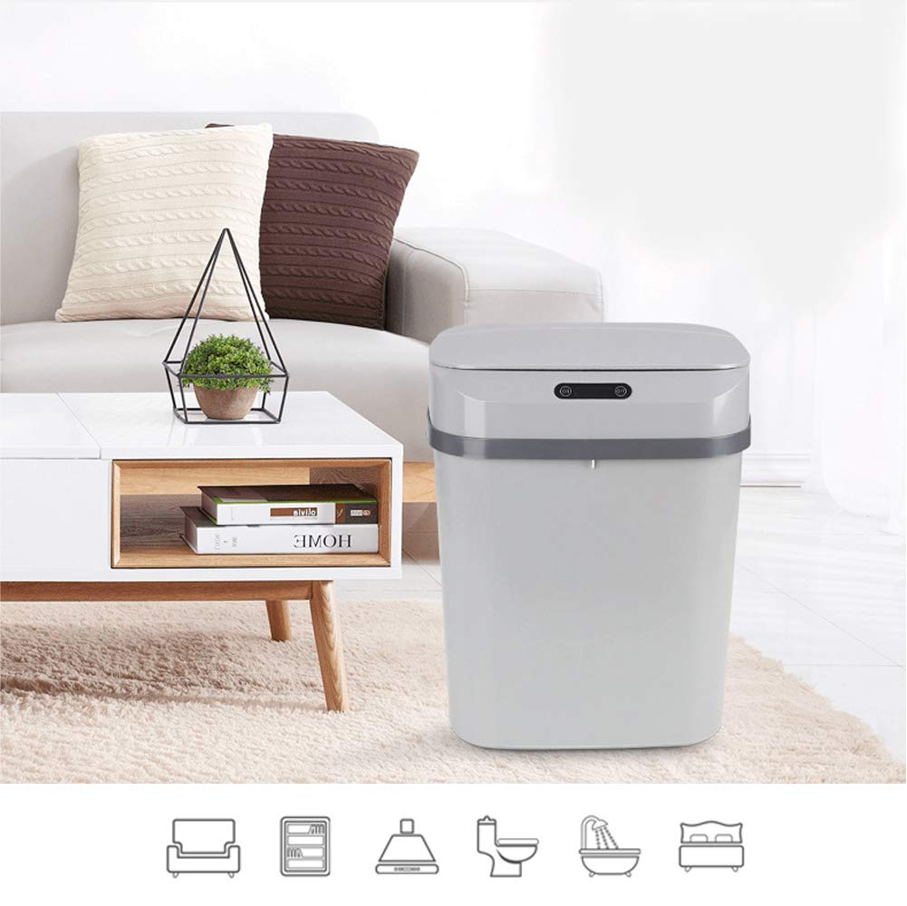 Cubo de Basura con Sensor Automático · Papelera Inteligente de 13 Litros para Cocina, Dormitorio, Baño y Oficina · Color Gris