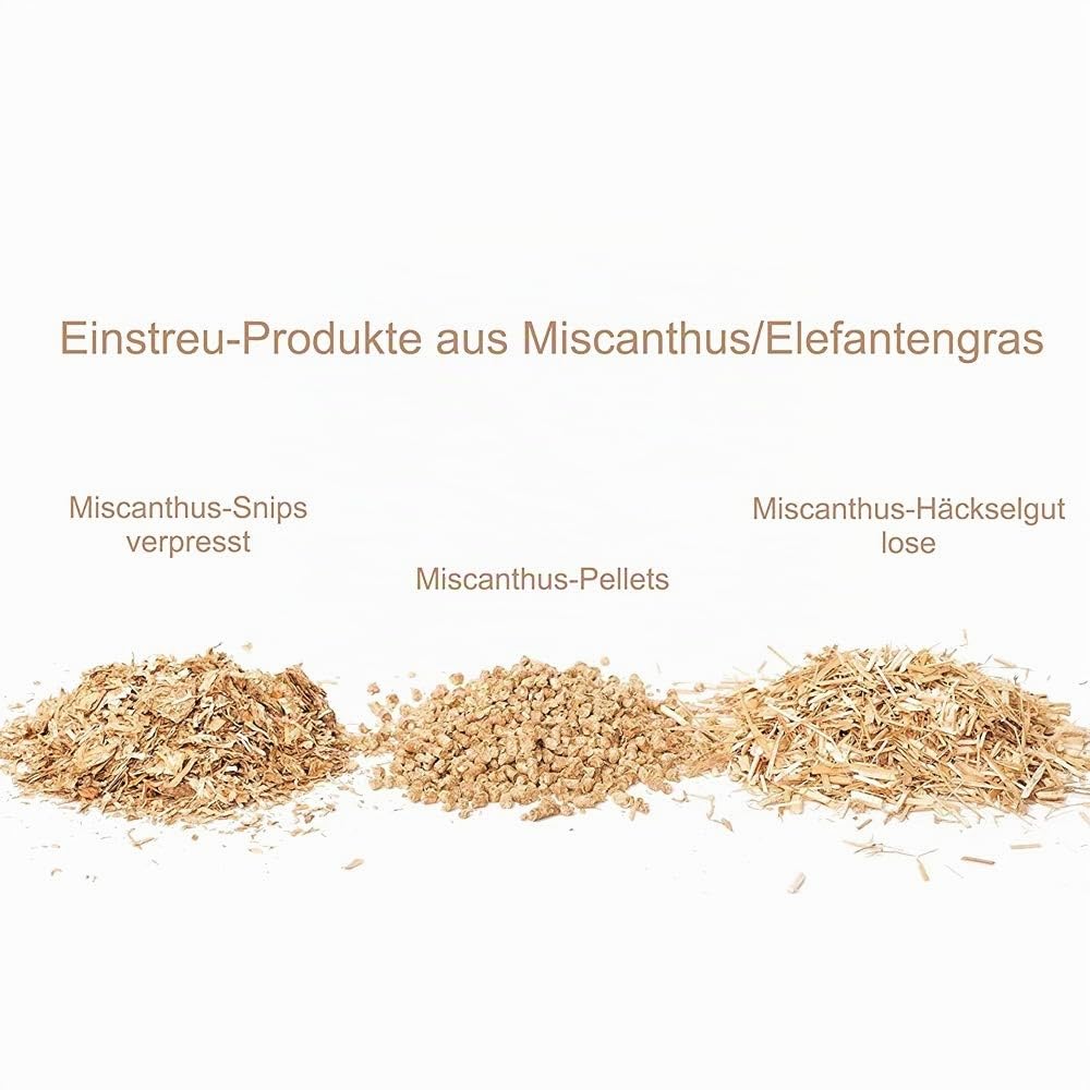 JUMBOGRAS Miscanthus Kleintier Einstreu 6x 20 L – Elefantengras, Chinagras Häckselgut – besonders saugfähig & geruchsbindend – günstige Alternative zu Stroh, Sägespänen & Holzspänen