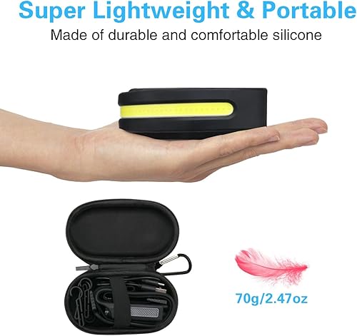 Miniatura 7 de COSOOS Linterna frontal LED recargable 3 piezas con estuches, luz blanca y roja, sensor de movimiento, clips de casco duro, lámpara de cabeza de haz