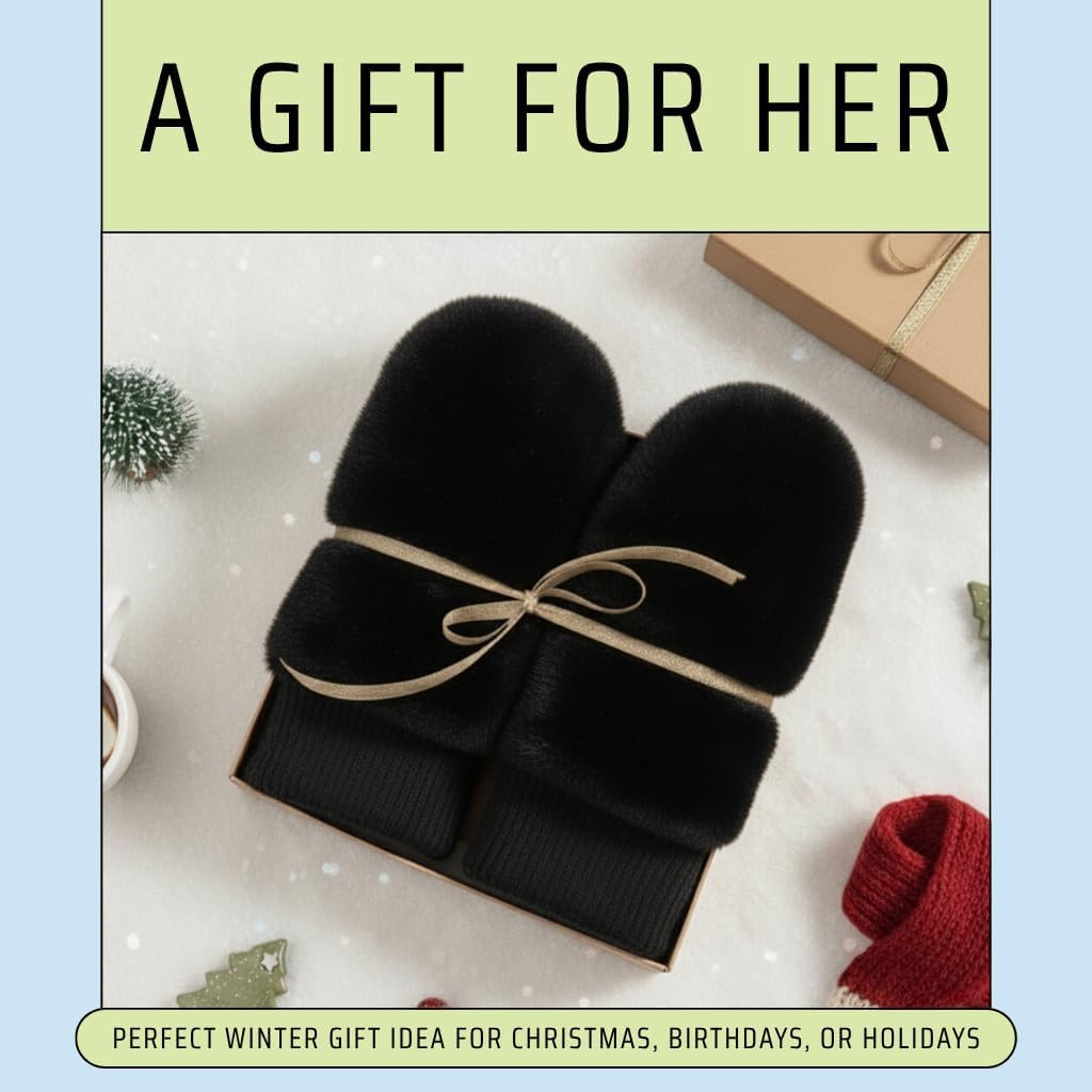 Funky Junque Faux Fur Flip Mittens Womens Warm Convertible Fingerless Gloves - Image 7