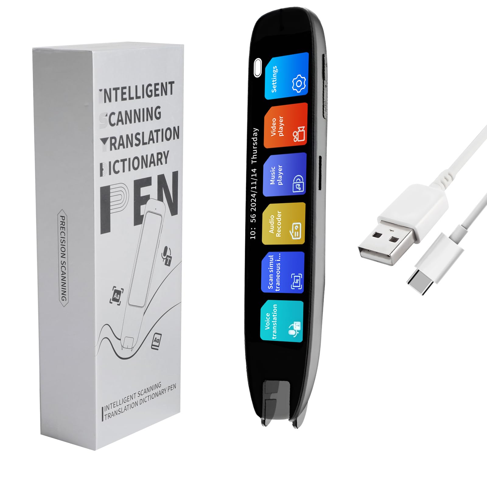 Scan Translator Pen - Penna per lettura in tempo reale, touchscreen da 3,7", 142 lingue, per dislessia, studenti, viaggiatori
