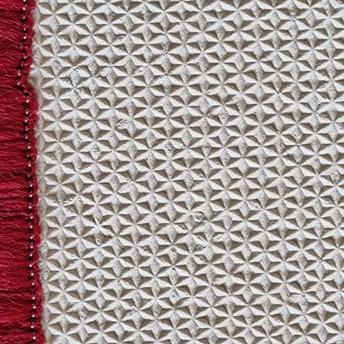 Image of Matz&More Anti-Slip Floor Mat, Red and Beige Brick Pattern, 40 x 60 cm, Low-Pile Rectangular Doormat with Gel Backing, Washable, for Entryway Kitchen Room