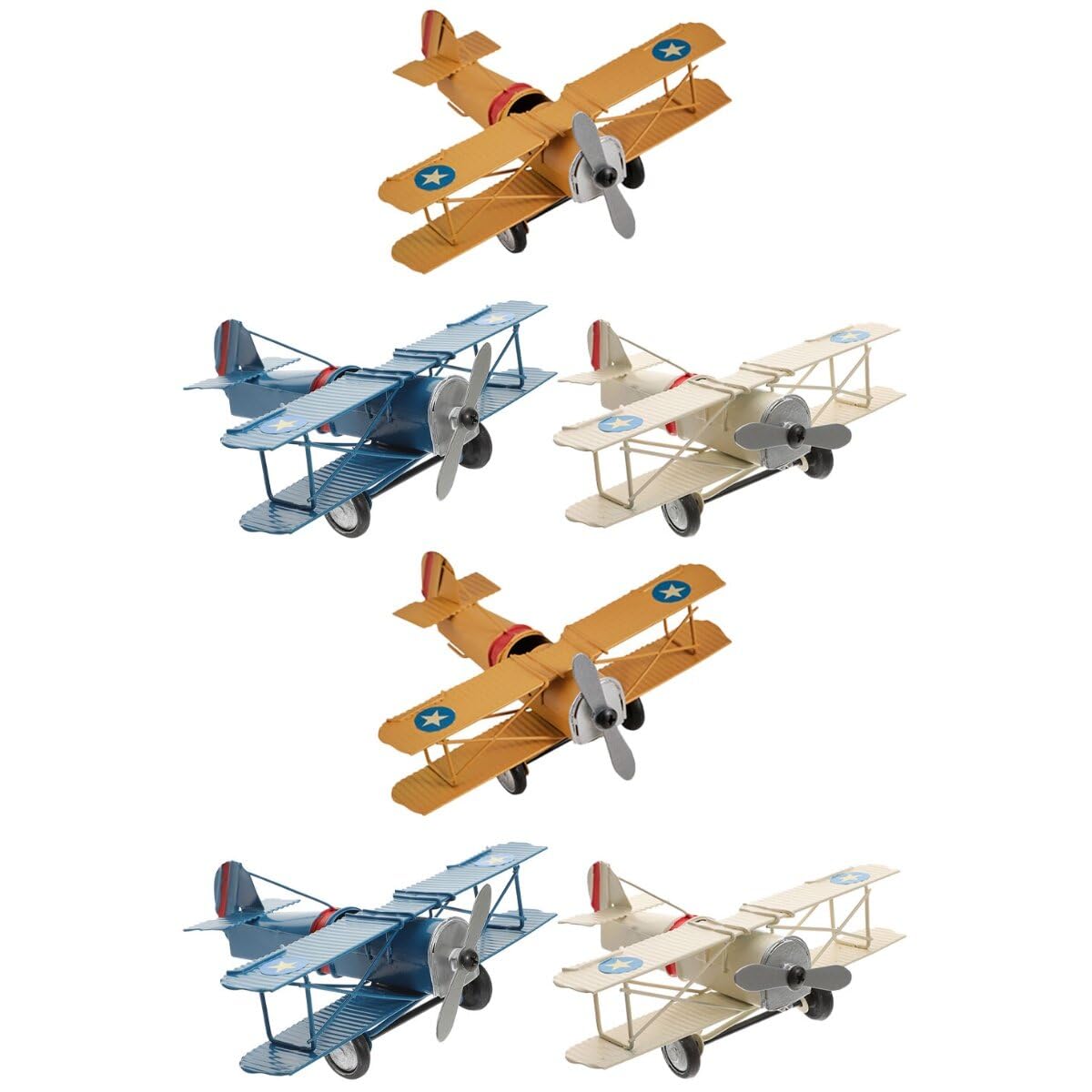 Garneck Kids 6 Pcs Airplane Model Ornament Iron Painted Small Plane Office Decor