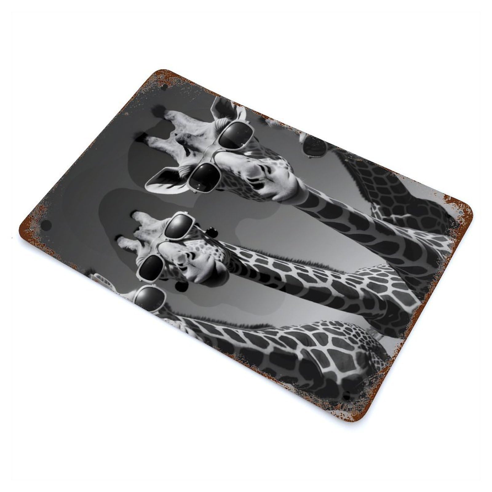 Giraffe Rap Band Rusty Metal Tin Sign 11.8"x7.9", Ideal for Patio, Garden Room And Bar Decor
