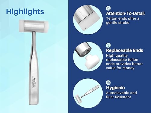 Miniatura 3 de ARTMAN INSTRUMENTS Mazo quirúrgico – Martillo quirúrgico de implante con extremos tapados de teflón, mango ergonómico de 6.5 pulgadas, lavable en