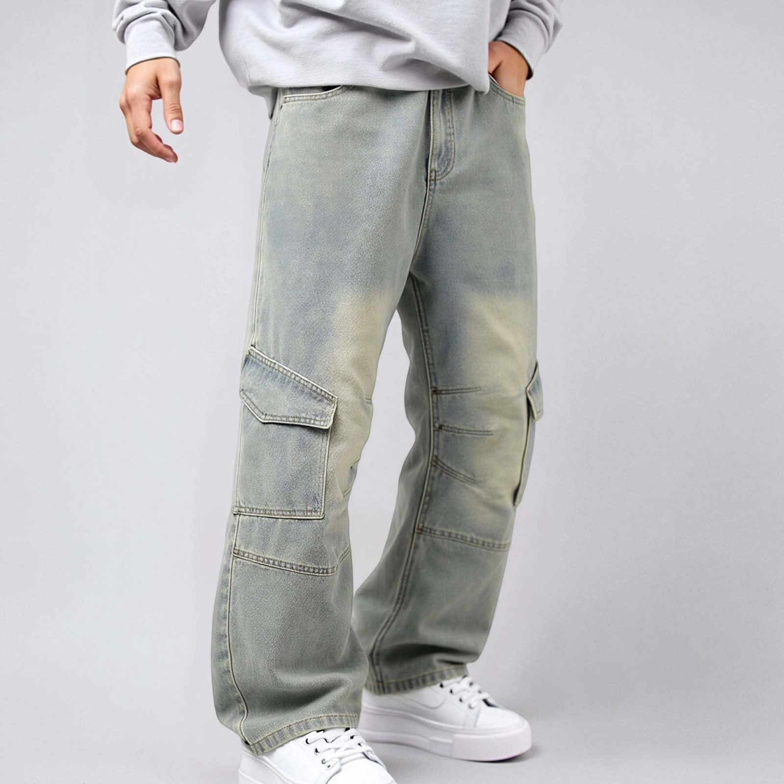 Jeans Hombre-Pantalones Vaqueros Casuales de Estilo para otoño/Invierno