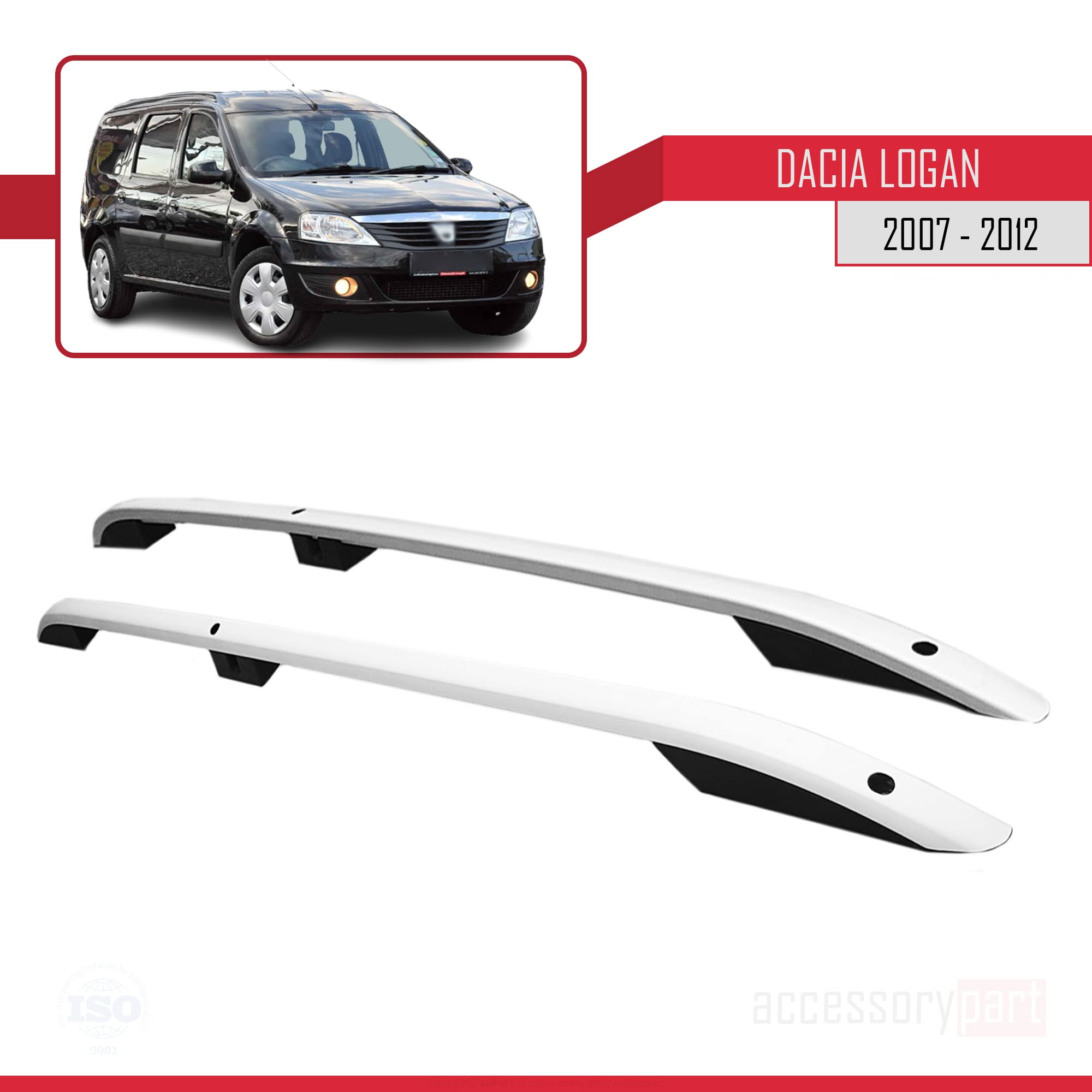 Kompatibel mit Dacia Logan 2 MCV (K52) 2007-2012 (Kurzer Radstand L1/H1) Dachreling Dachträger Gepäckträger Grau