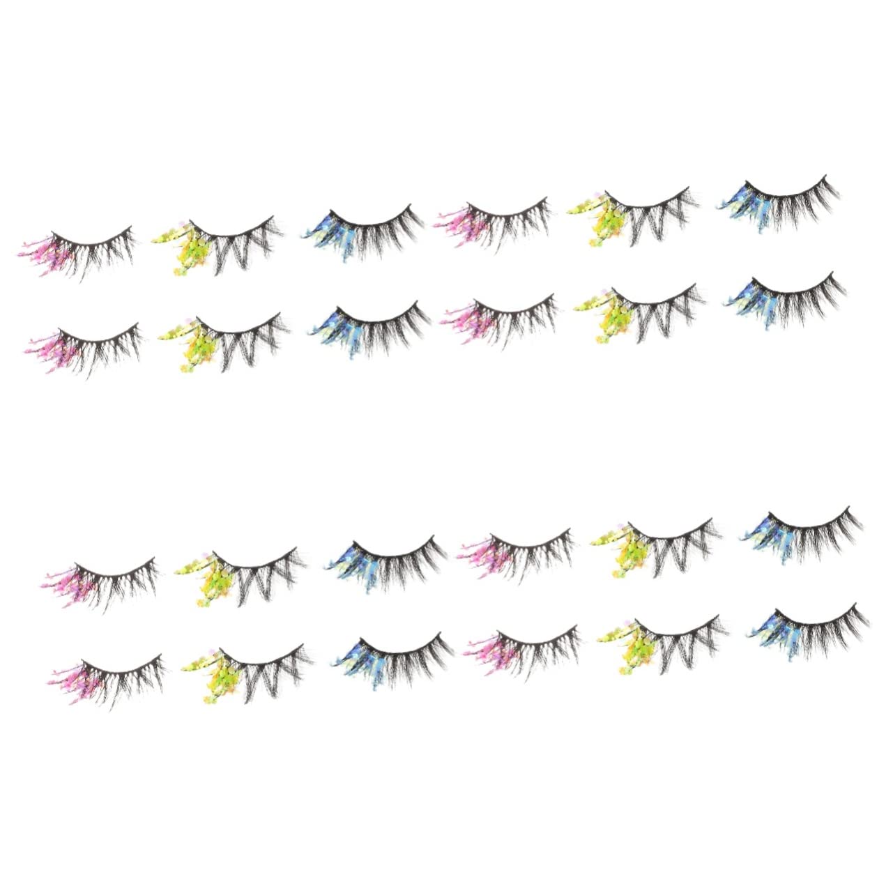 FRCOLOR 12 Paires Faux Cils Colorés Maquillage Des Cils Extensions De Cils Scintillants Cils De Costumes Cils Arc-en-ciel Cils De Couleur Cils Ailés Halloween Autocollant 3d Fibre Chimique