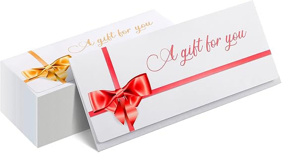 Clabby 100 Pieces Christmas Currency Envelopes Letter Bow Envelopes Mail Card Holder for Graduation Company Birthday Wedding Party(Yellow and Red)