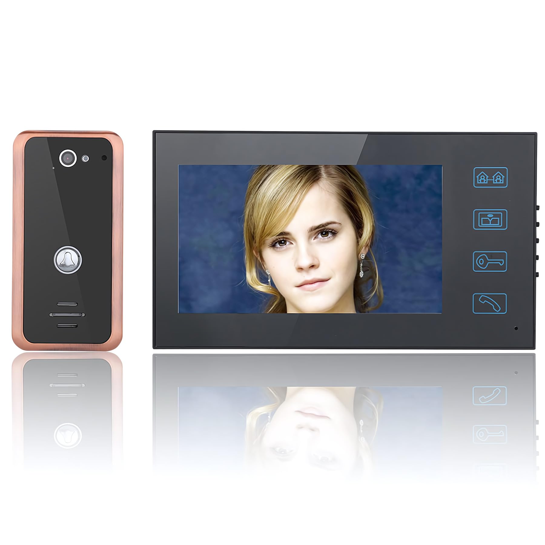 Bewinner Wired Video Doorbell Intercom System 7inch TFT Screen HD 1000TVL Camera with Night Vision for Home Villa Apartment (UK)