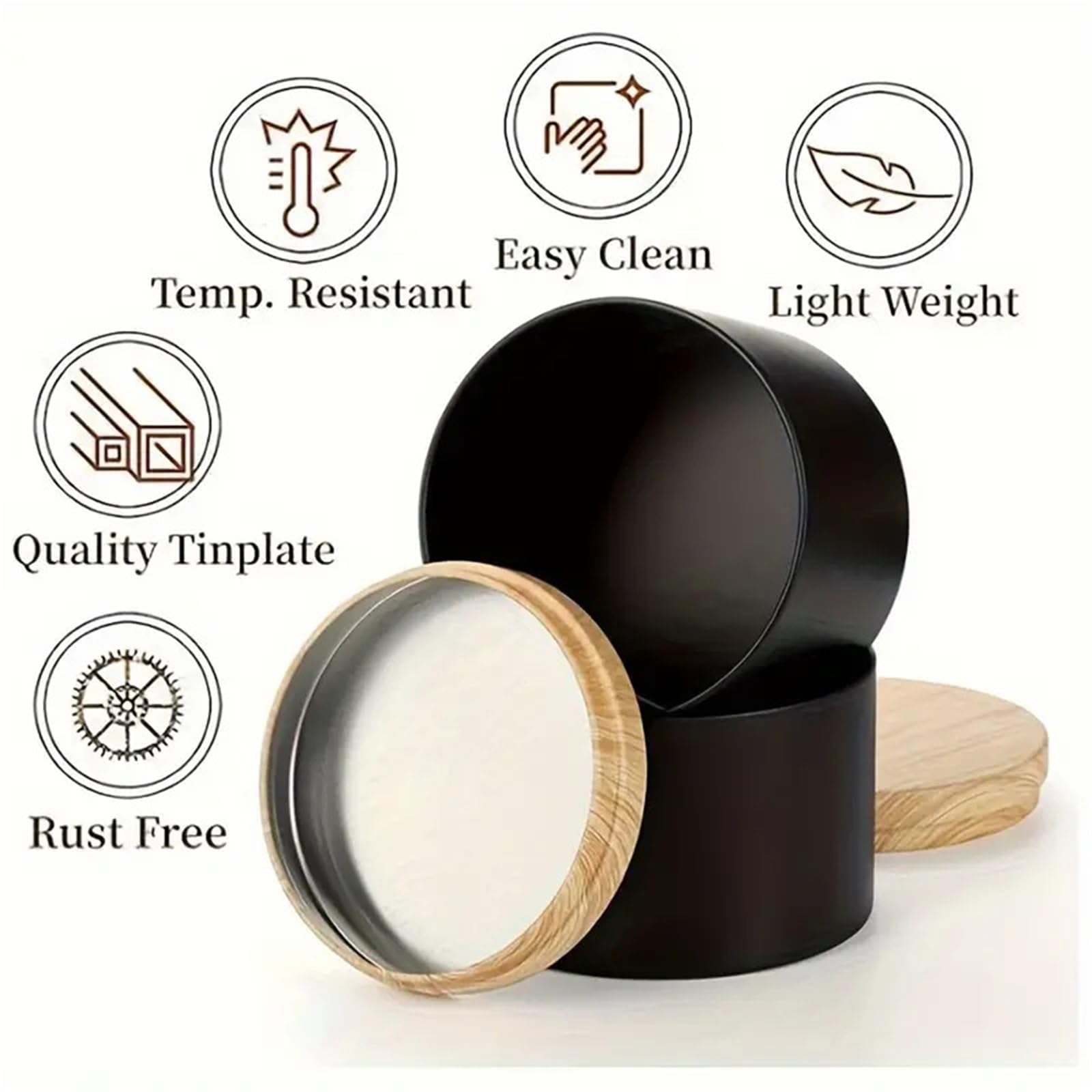 XCTDSVAH Barattoli Vetro Con Coperchio Contenitori for candele vuoti in metallo, 24 pezzi/scatola, barattoli da 4 once con coperchi for la realizzazione(4oz-Black 01-24pcs)