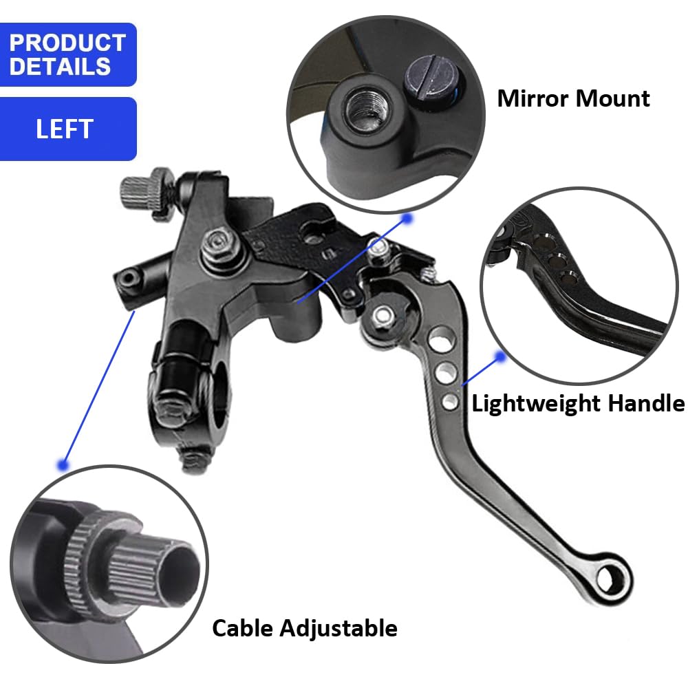 1 Paio Leve Frizione Freno Moto 22mm Leva Freno del Cilindro Principale Motociclo Idraulico Maniglia Pompa Freno Serbatoio Cilindro Principale della Frizione Freno Nero