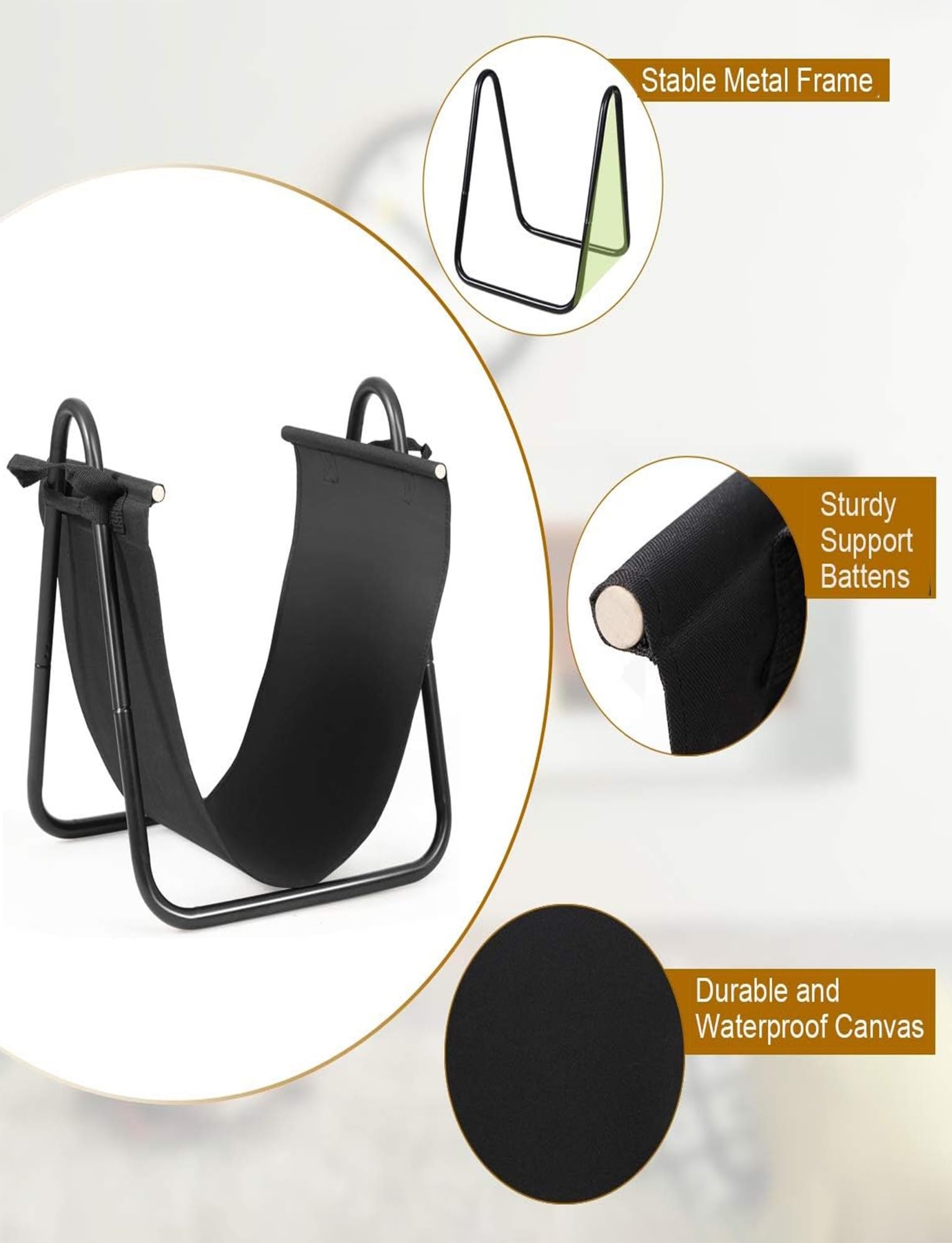 Leñero de Gran Capacidad con Bolsa de Transporte, Soporte for leña for Interior y Exterior, Cesta de Acero con Asas for Chimenea, Patio y jardín.