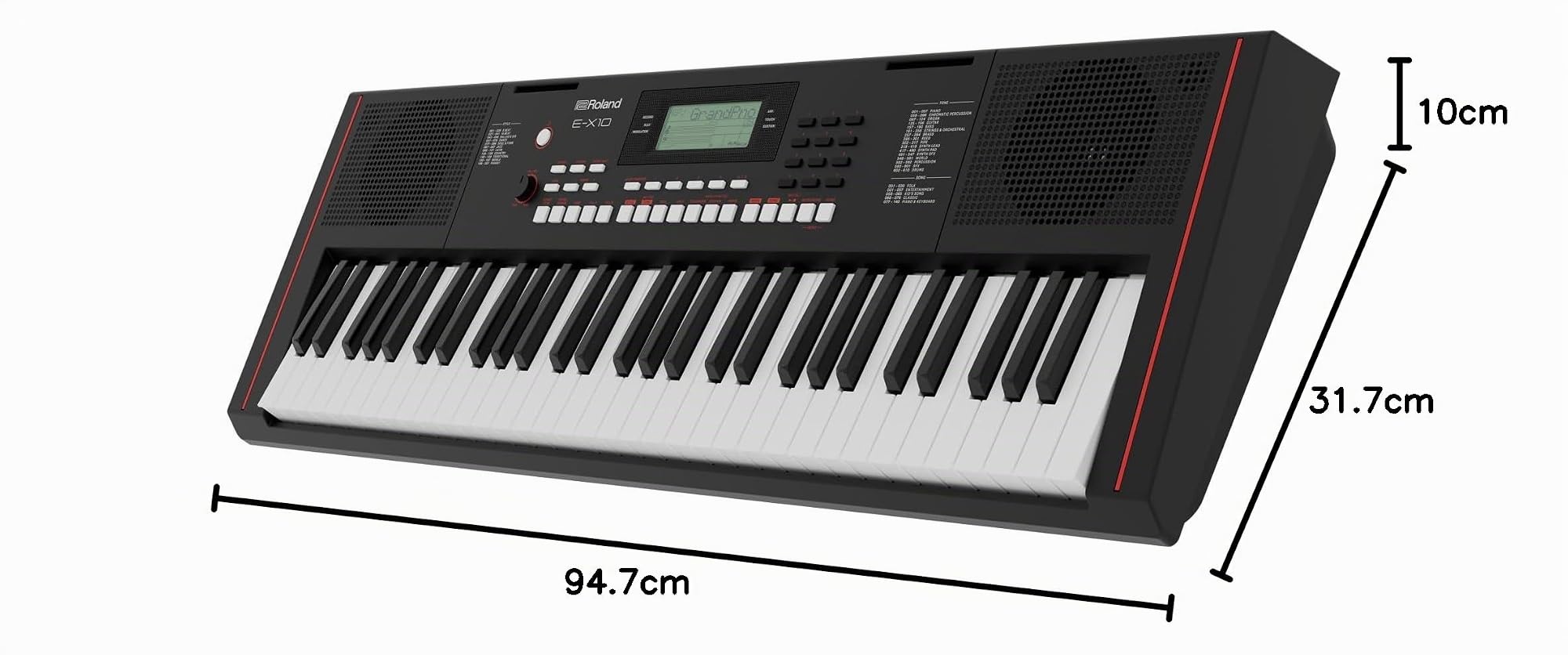 Roland Clavier E-X10 | Piano 61 touches pour débutants | Plus de 600 sons | Système de haut-parleurs stéréo | 140 morceaux intégrés | Contrôle MIDI par port USB