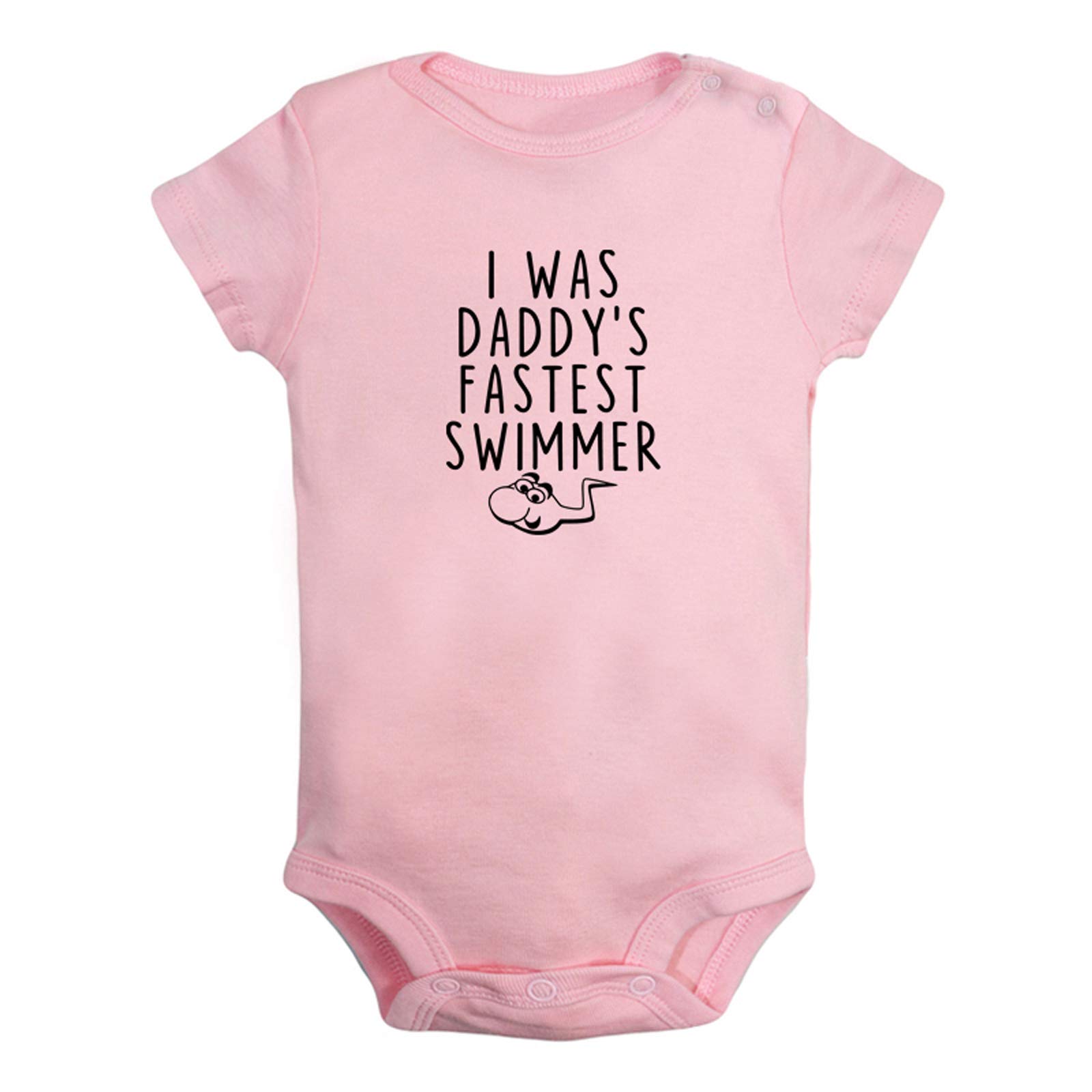 Idzn Unisex Newborn Pink I Was Daddy's Fastest Swimmer Funny Rompers, Newborn Baby Bodysuits, Infant Jumpsuits, Baby Novelty Outfits