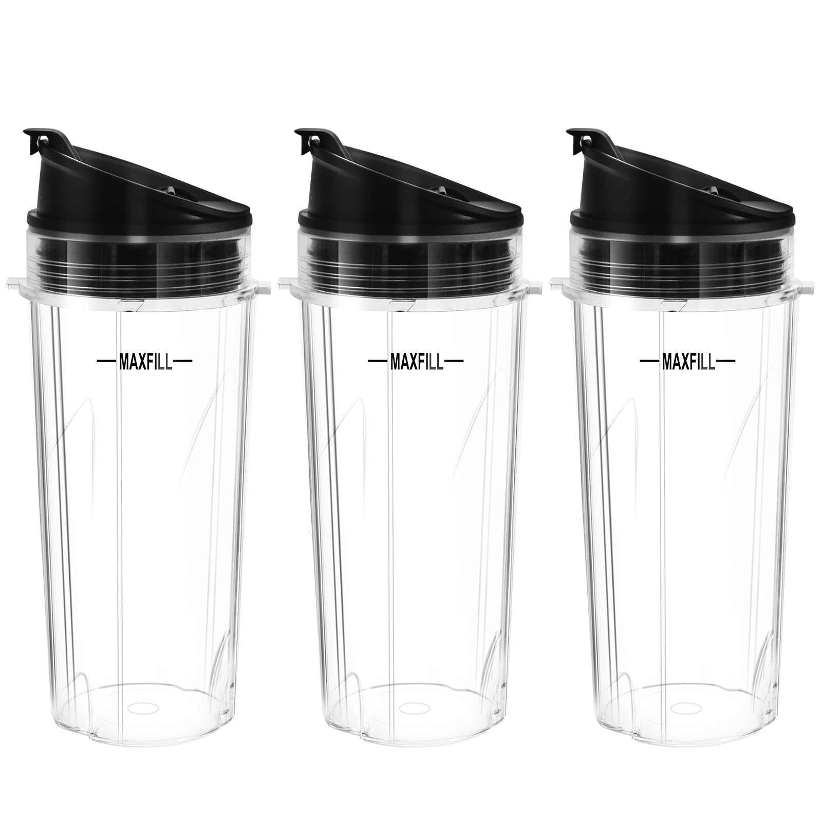 Blender Replacement Parts for Ninja, 3 Pack 16oz Ninja Blender Cups Replacement with To-Go Lids for Nutri Ninja Compact Personal Blender QB3001SS