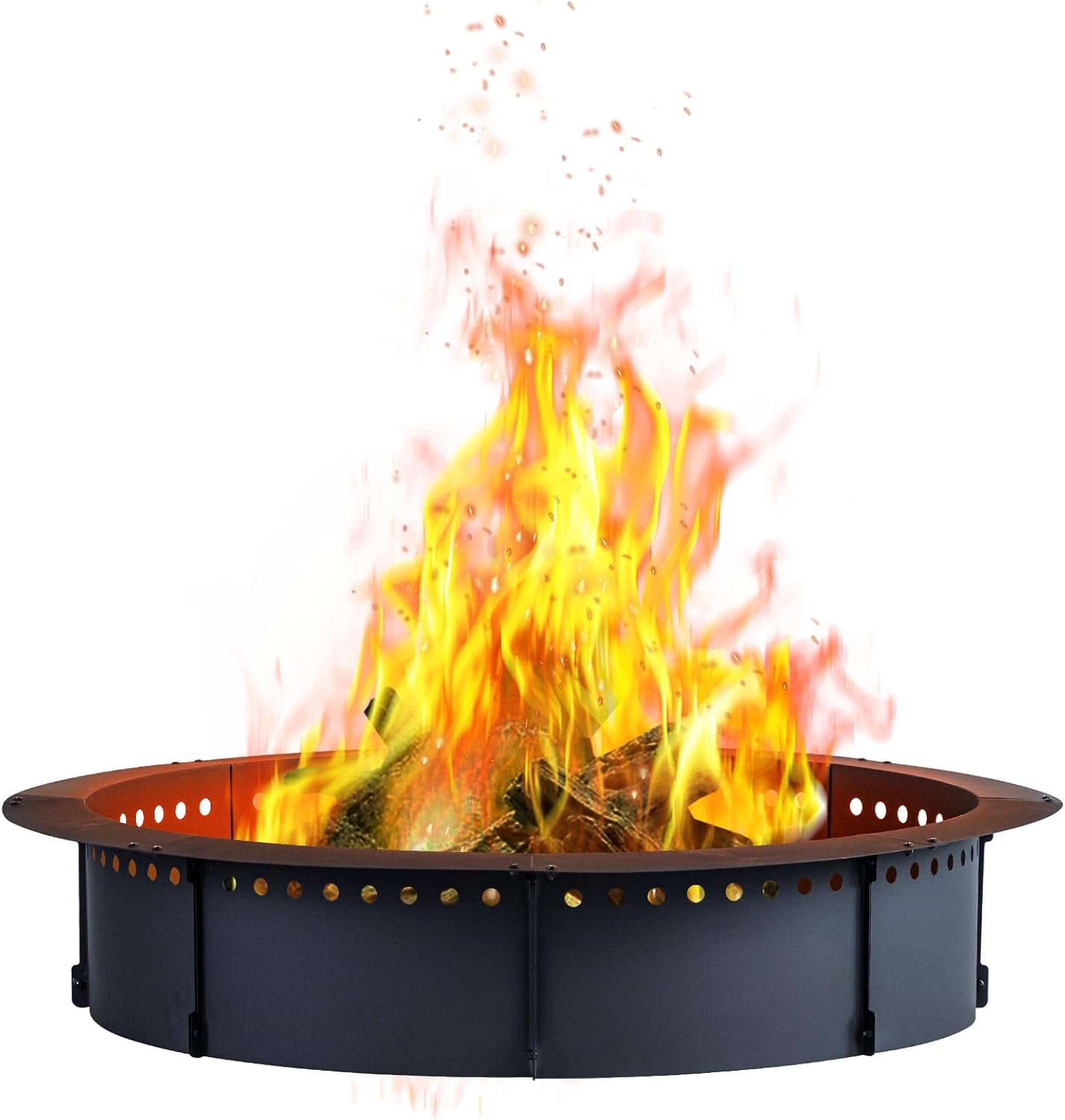 Outvue 50 inch Outdoor Fire Pit Liner, Round Heavy Duty Fire Pits, Rim Insert Firepit for Outside, DIY Campfire Fireplace