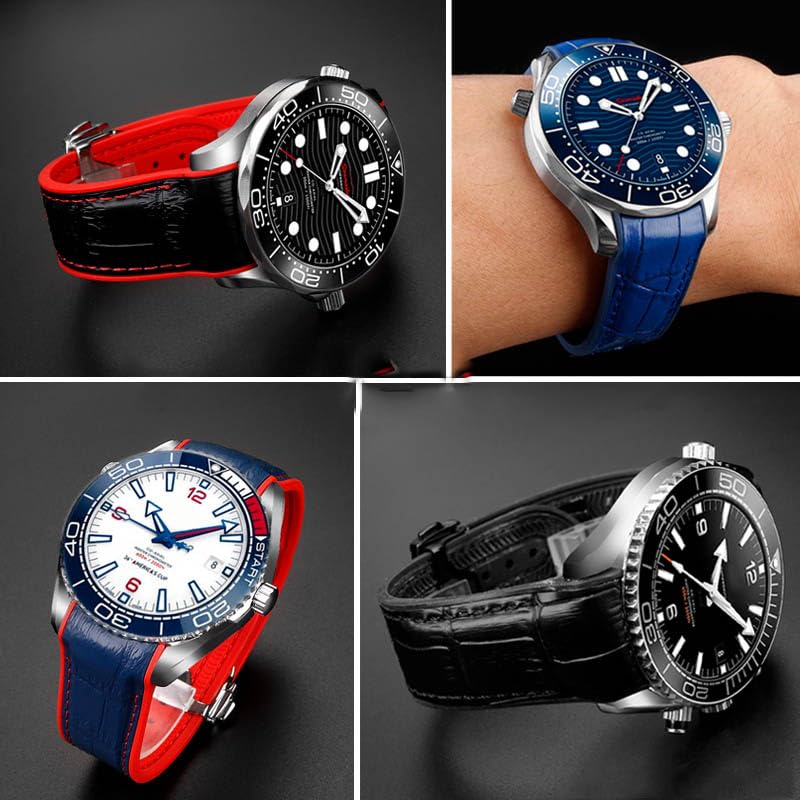 Gumowa bransoletka do zegarka dla Omega 300 SEAMASTER 600 PLANET OCEAN składana klamra silikonowy pasek akcesoria do zegarków pasek do zegarka