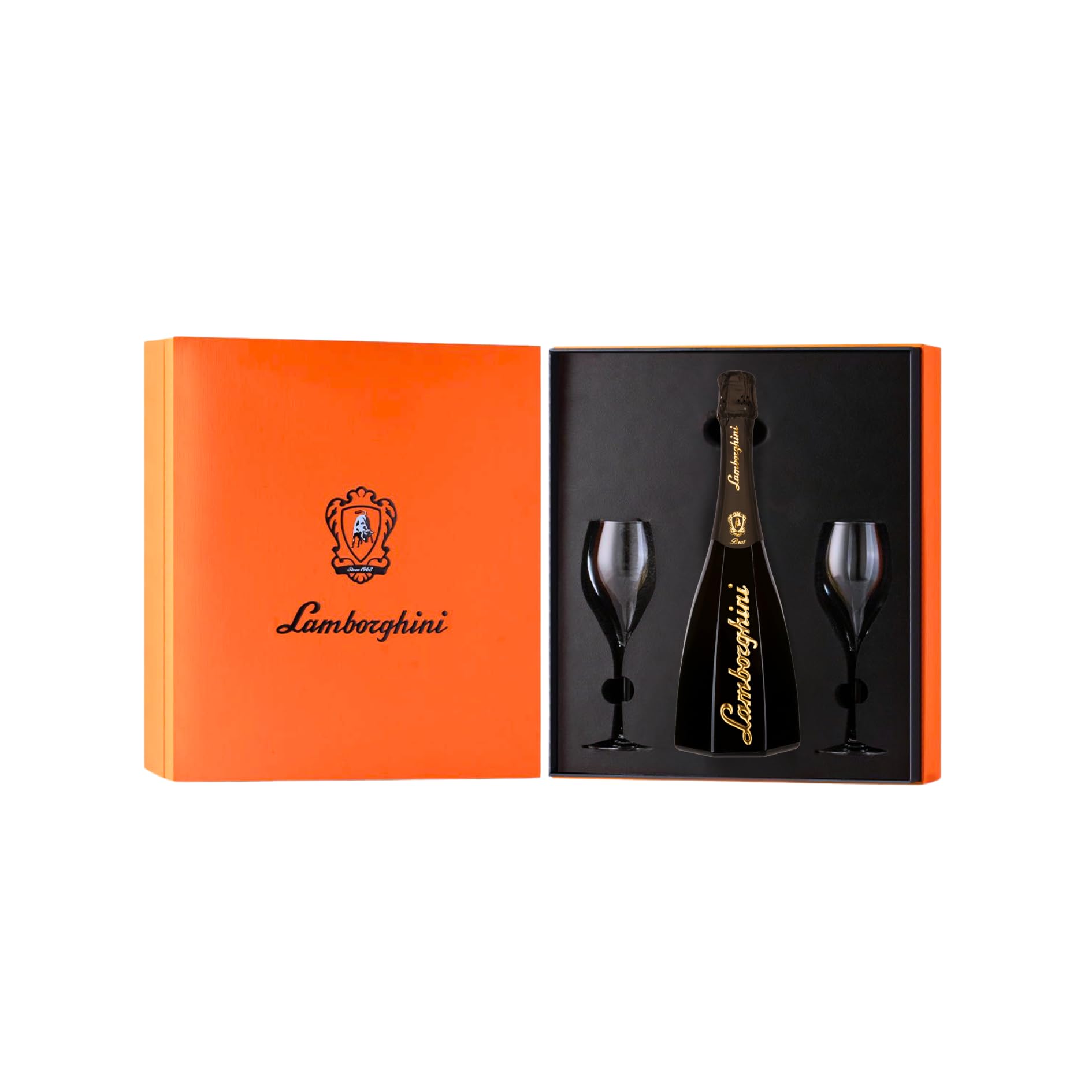 Lamborghini Ottagonale – Cofanetto Regalo con Bottiglia 0,75L e Flûte | Spumante Metodo Charmat, Made in Italy – Linea Ottagonale (GOLD)