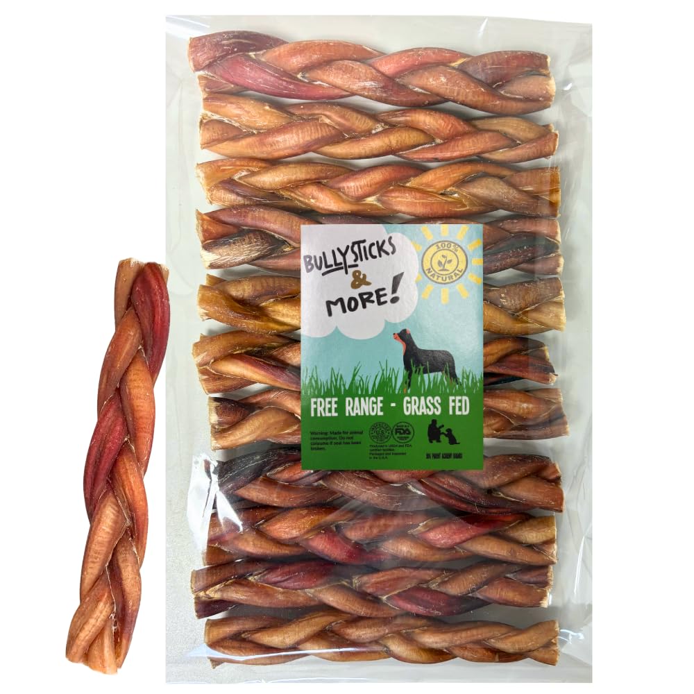 BULLYSTICKS &amp; MORE - 6 Inch Braided Bully Sticks - 10 Count