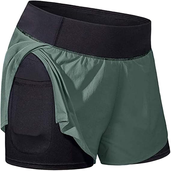 Amazon ショートパンツ ランニング スポーツウェア レディース インナー付き Kukoyo 短パン ショートタイツ サイドポケット付き 吸汗速乾 伸縮性 トレーニングウェア ヨガウエア フィットネス ジムウエア テニスウエア ジョギング ルームウェア おしゃれ ショート