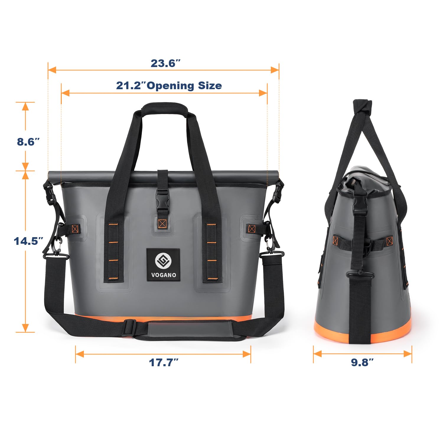Vogano Bolsa térmica suave para 40 latas, bolsa térmica grande a prueba de fugas con sello impermeable enrollable | Hielera portátil para camping, playa, viajes, picnics | Retención de frío de 24