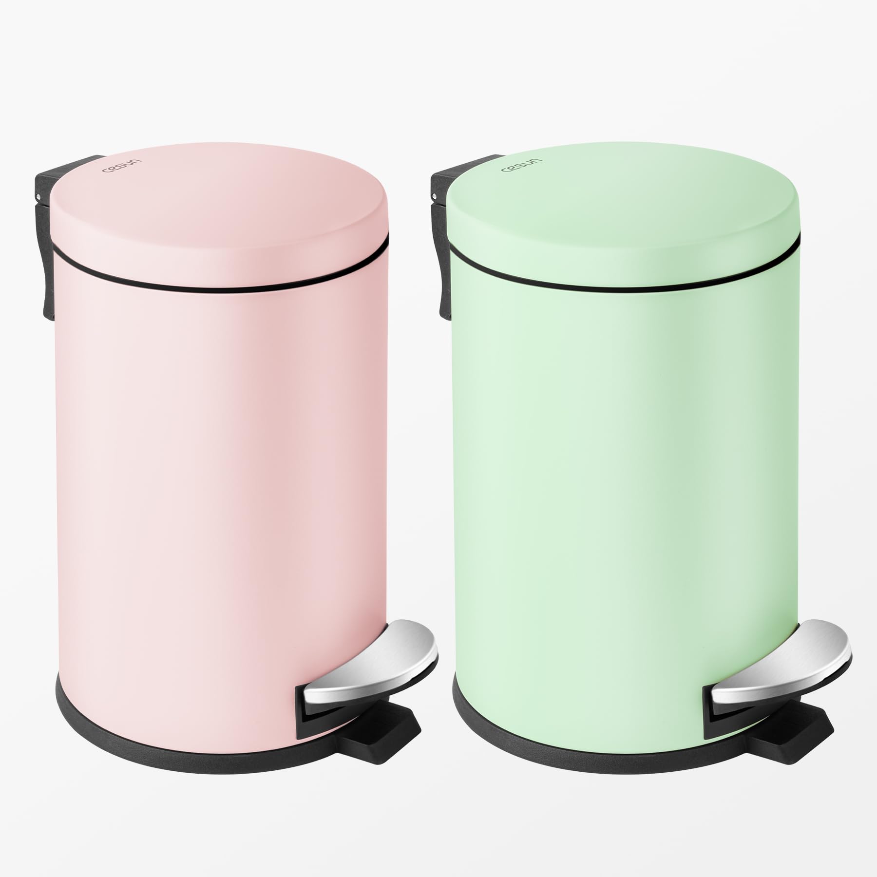 Cesun Kleiner rosa Mülleimer mit Deckel und Fußpedal, Mini-Mülleimer für Badezimmer, Schlafzimmer, Büro, 4,5 Liter, Rosa