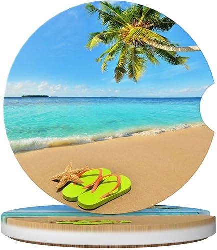 Miniatura 13 de Posavasos de coche para tazas de tortuga marina, paquete de 2, posavasos de cerámica absorbentes para portavasos de coche, accesorios de interior