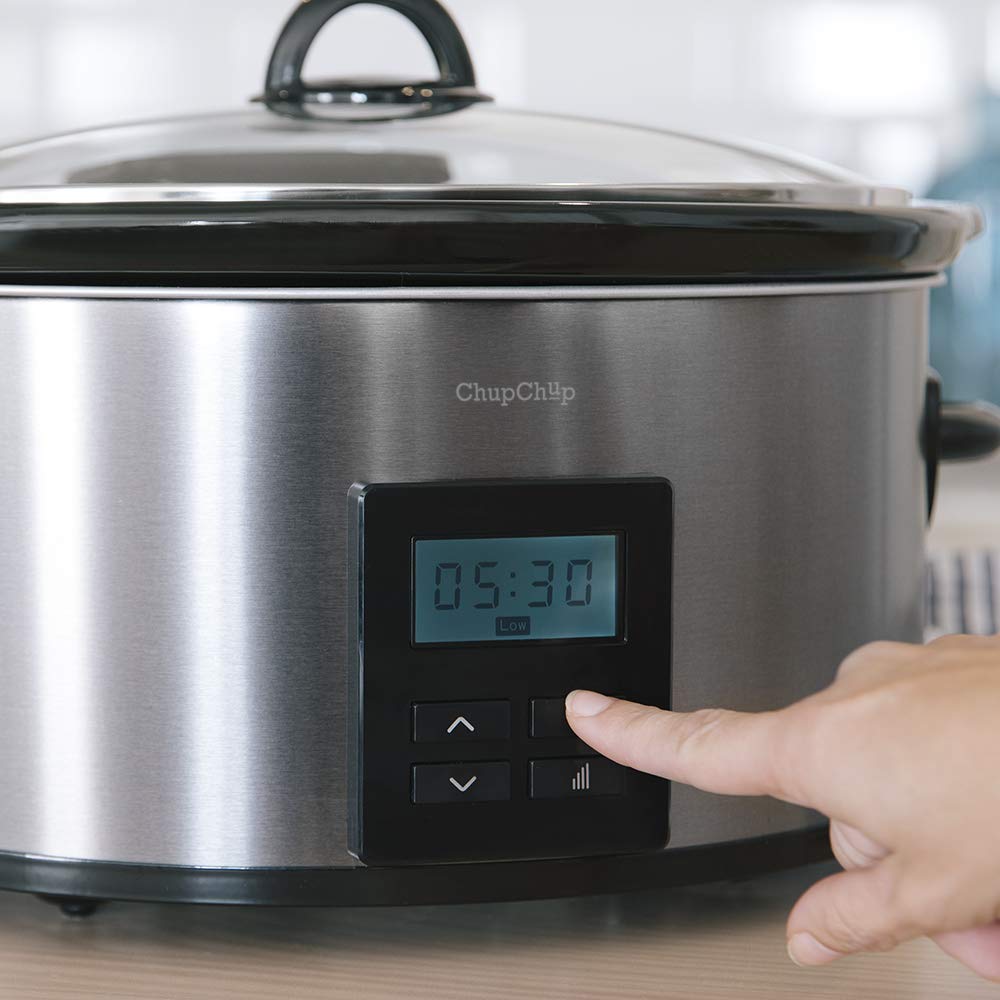 Cecotec Olla de Cocción Lenta 5,5 litros ChupChup Matic 240 W LCD 2 Niveles de potencia Mantener Caliente Tapa Cristal Cubeta Cerámica Extraíble