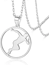 VASSAGO Colar com pingente de atleta de maratona de aço inoxidável para mulheres e homens, presente de joia esportiva