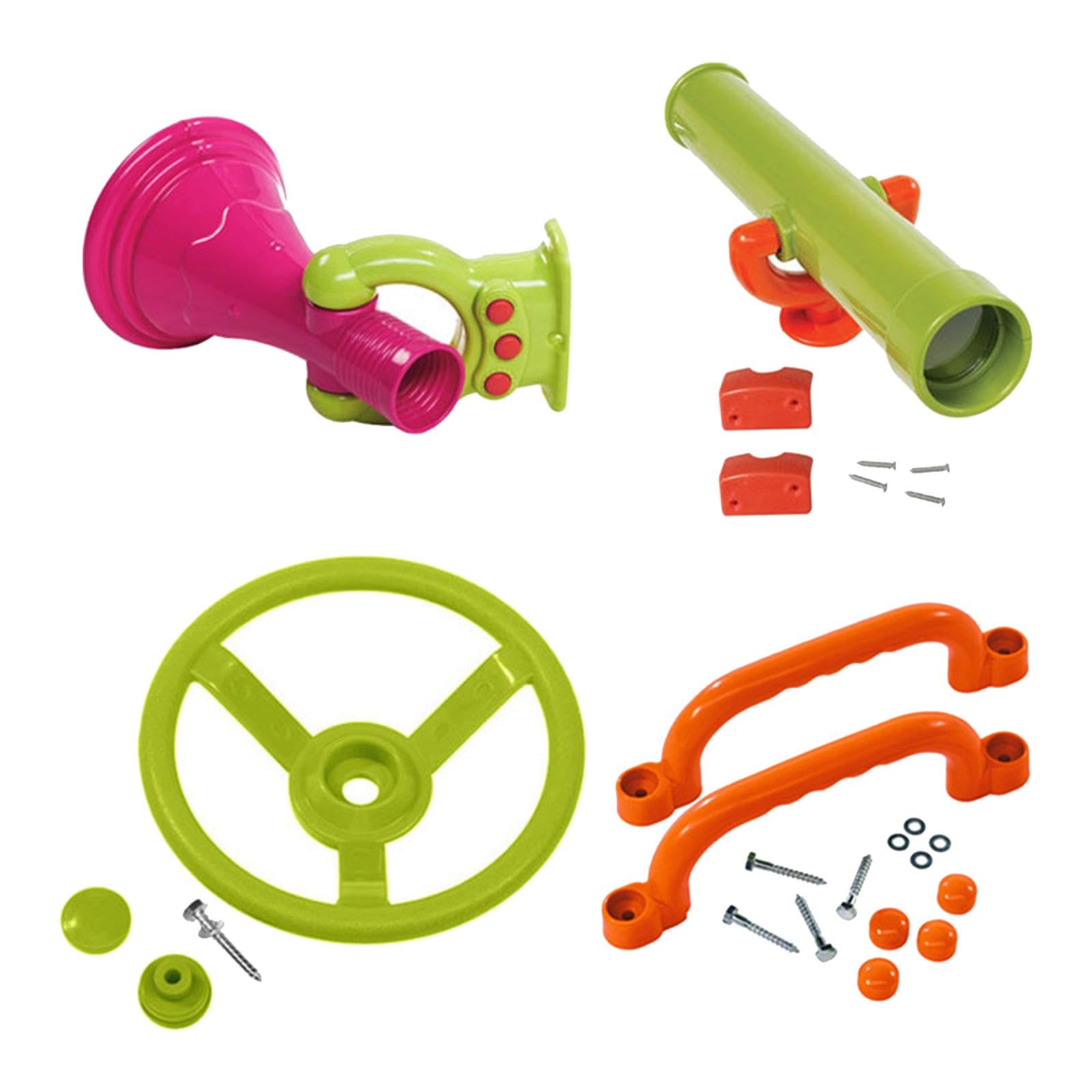 Set di 4 Accessori per Parco Giochi, Ruota della Nave Pirata per Casa Sull'albero E Altro