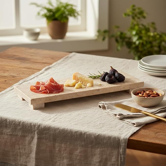 Tabla rectangular de piedra travertino Beige miniatura 2