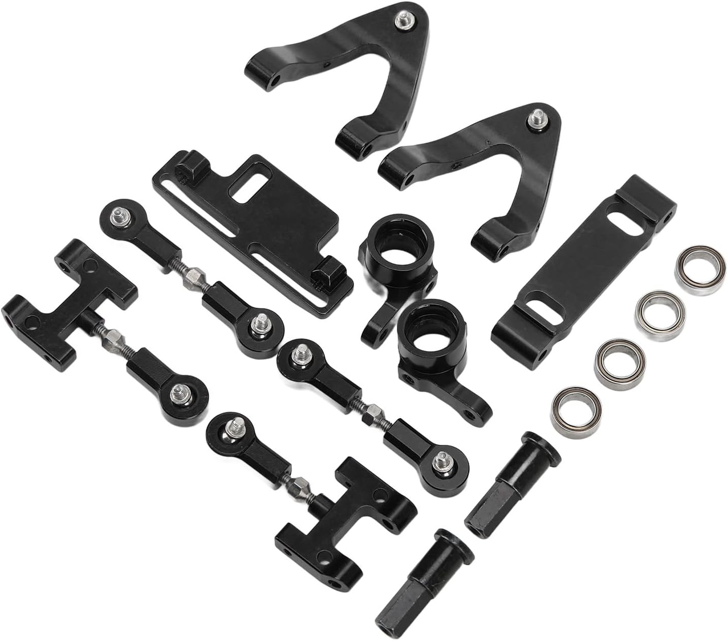 RC Upper Lower Arm Steering Cup Set, Metal Upper Lower Swing Arm Steering Cup Set for WPL D12 RC Car(Black)