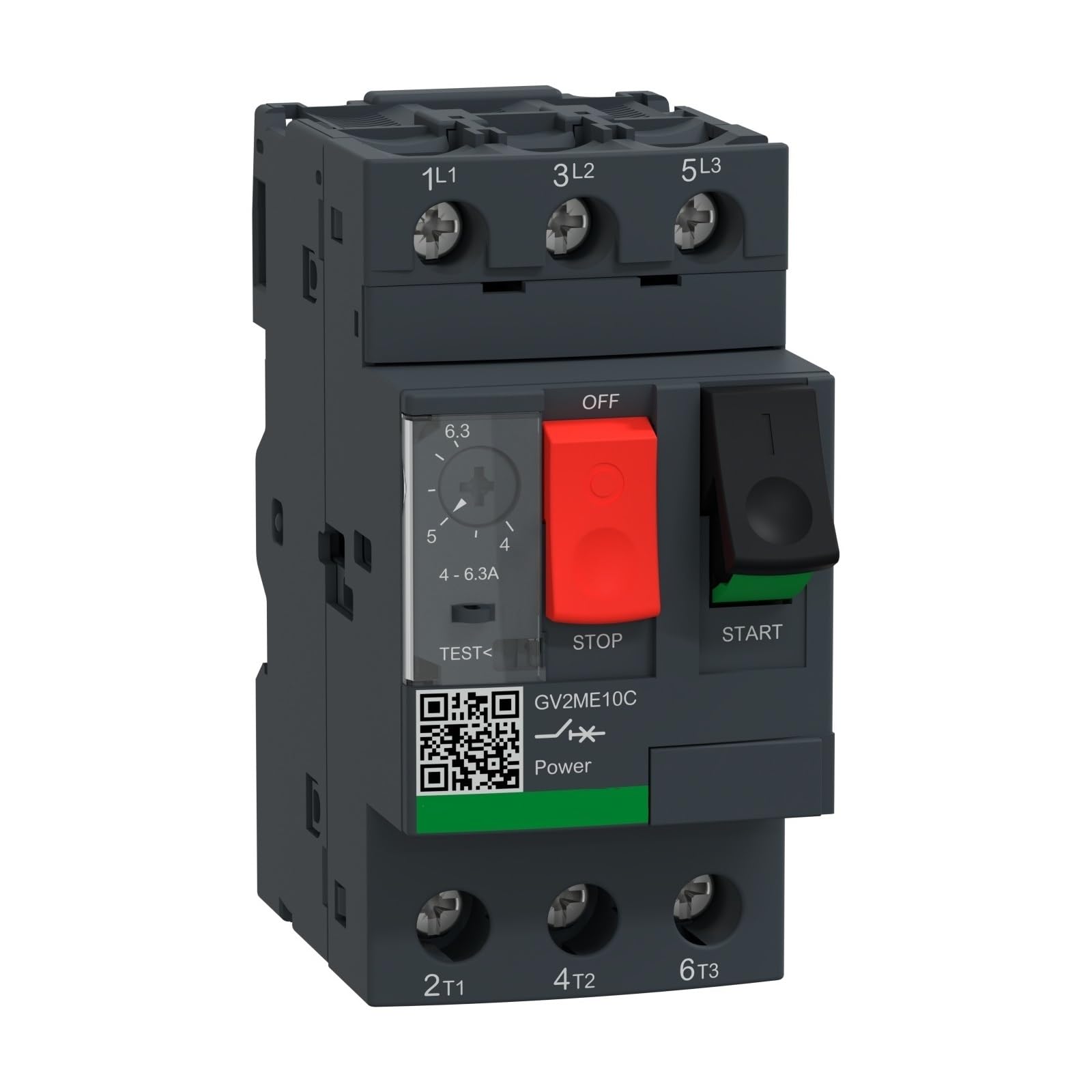 Disjoncteur GV2ME10 magnéto-thermique 3P protégeant de 4 à 6,3 A