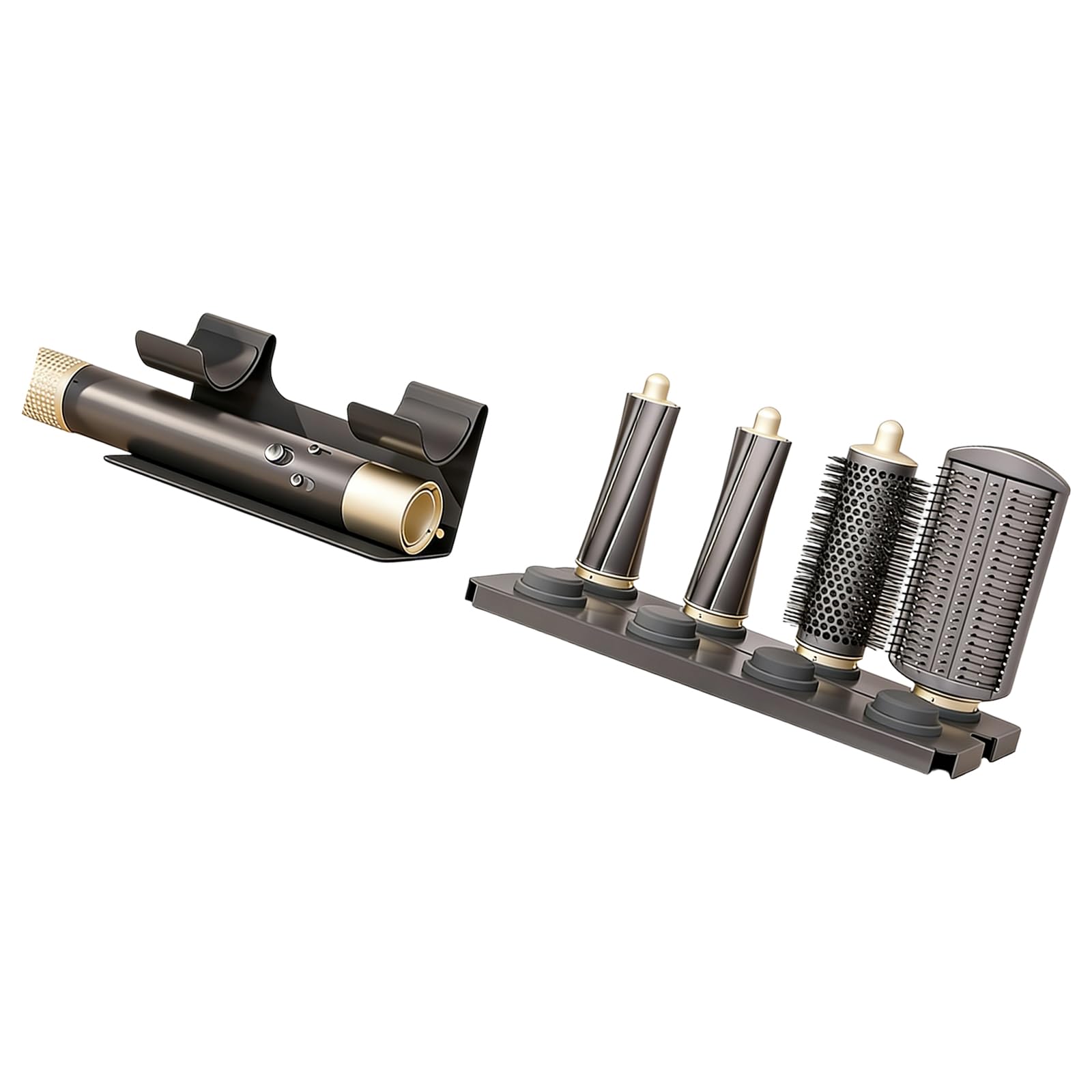 Soporte de pared para secador de pelo y accesorios fabricado con acero al carbono resistente con 8 ranuras de almacenamiento vertical para secador de pelo