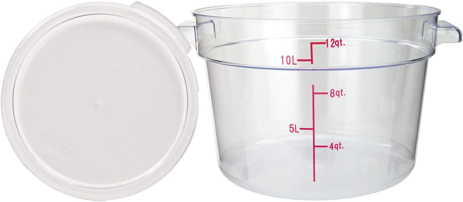 Tiger Chef 12 Quart Commercial Grade Clear Food Storage Round Polycarbonate Containers With Clear Lids