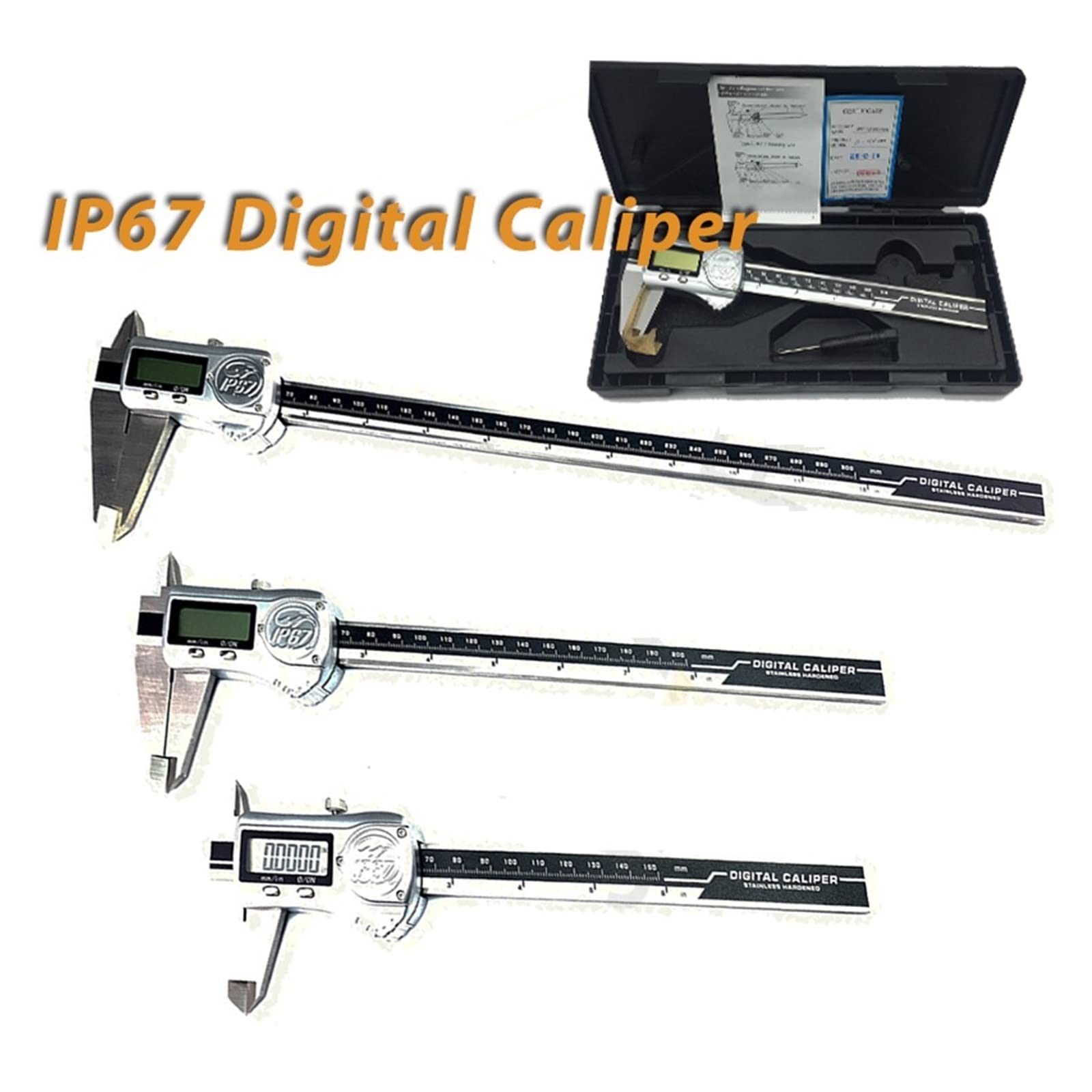 IP67 200 mm 8-calowy suwmiarka cyfrowa metalowa obudowa elektroniczny suwmiarka noniusz miernik mikrometr 0-200 mm linijka (300 mm Ip67)