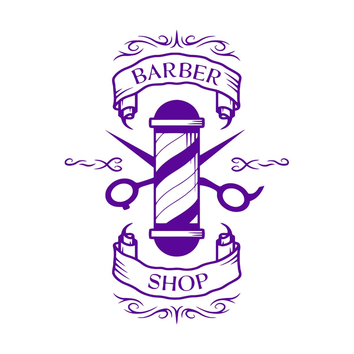Barber Shop Wall Decal Vinyl Decal Barber Salon Mustache Haircut Scissors Beauty Hair Wall Sticker Barber Shop Decor Design Large - 51x67cm