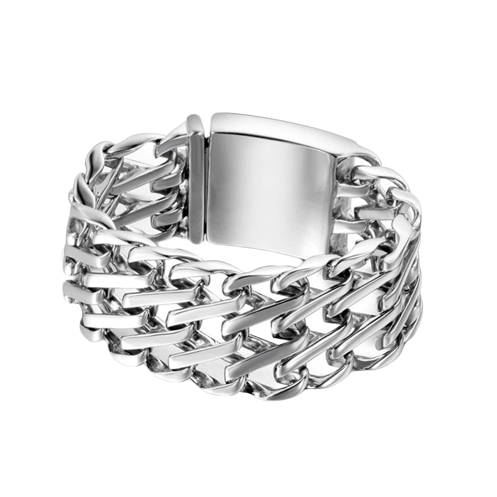 KnSam Bracelet Homme Large Chaîne Tressée en Acier Inoxydable 20.5cm Punk Fantaisie
