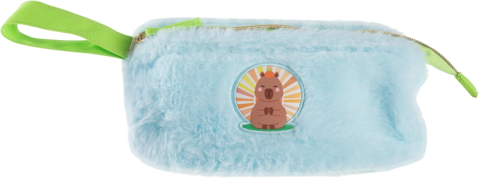 Idena 20222 Fluffy Capybara Pencil Case with Loop, Approx. 20 x 8.7 x 8 cm in Blue/Green