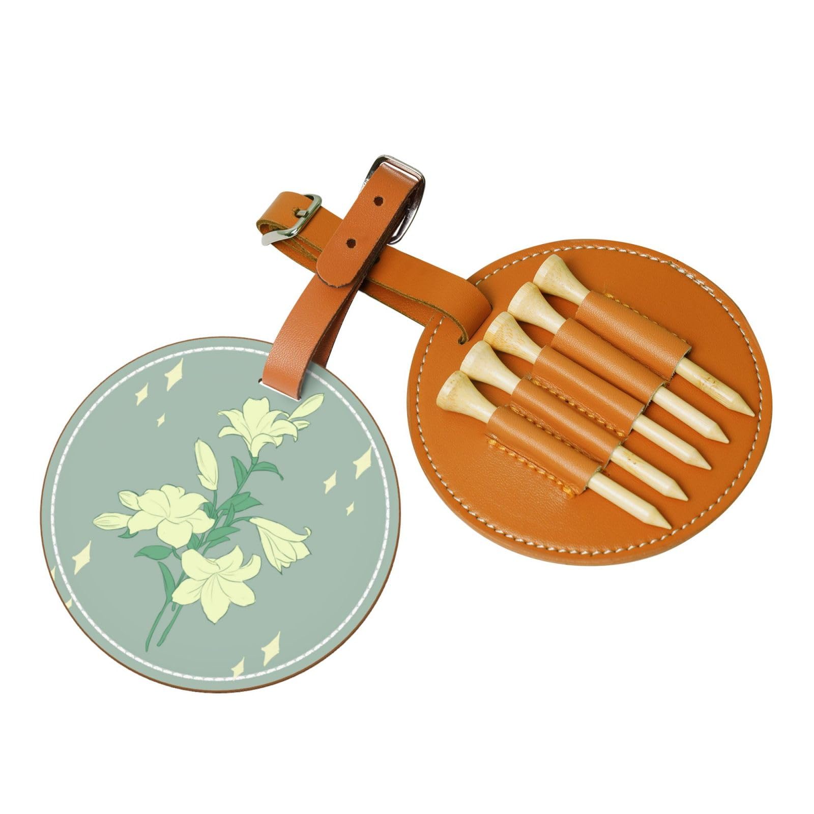 WXXWXD Cartoon white lilies Printed Golf Tee Storage Bag - Portable Storage, Easily Organize Tees