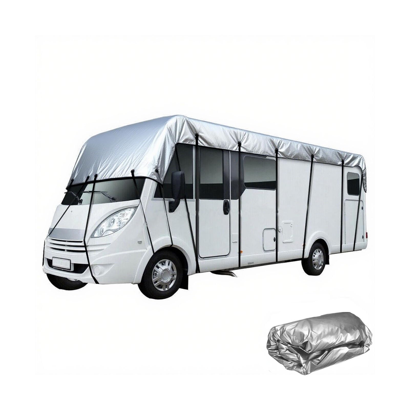 Wohnmobil Abdeckplane Dachschutzplane,Wohnwagen Plane Hochwertige Schutzhülle,100% Wetterfeste Wohnwagenabdeckung für Wohnwagen in Vielen Größen,Silber,9.5 * 3.3m