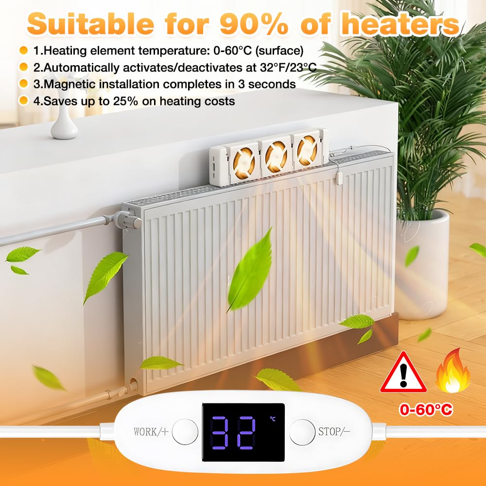 Ventilatore per Termosifone, Ventilatore per Radiatore, Ventole per Radiatore, Ventola di Riscaldamento, Amplificatore Intelligente per Riscaldamento Risparmiare Energia