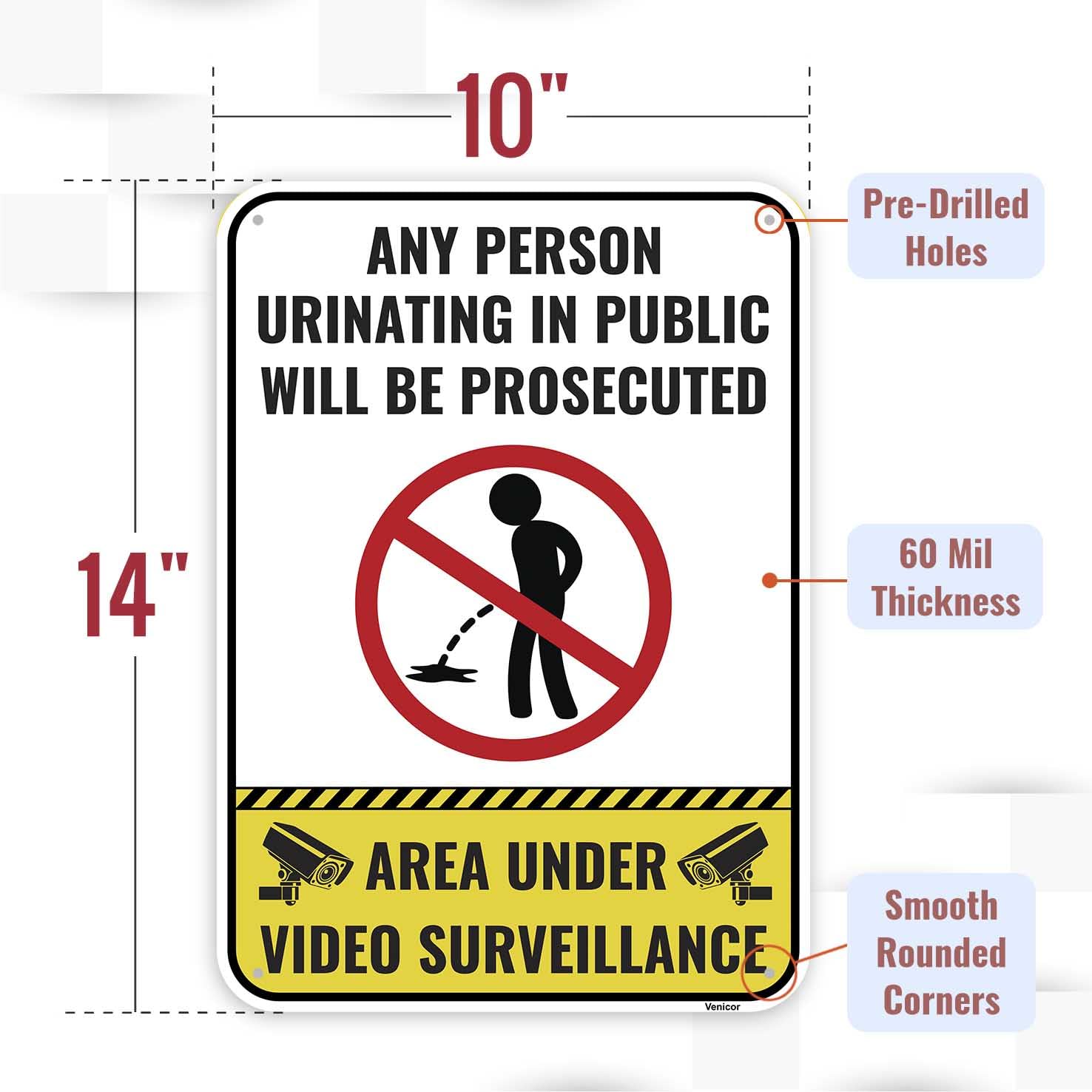 1PC No Peeing Urinating Sign, 14 x 10 Inches - Aluminum - No Pee Sign — Amazon image 2