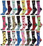12 Pack Women Colorful Patterned Fashion Crew Socks by Frenchic