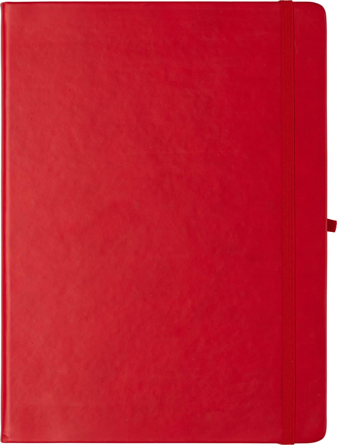 Eccolo Hardbound Writing Journal, Cool Jazz, 192 Pages of White Lined Paper with Elastic Band Closure, Lay Flat Design, Interior Gusset Pocket and Double Bookmarks (Red, 7.25-x-9.6 Inches)