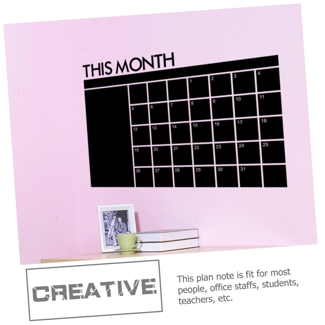 SHINEOFI 3pièces Tableau Effaçable Amovible Pour Calendrier Mural Planificateur De Mois Avec Autocollant Pour Bureau Maison Et