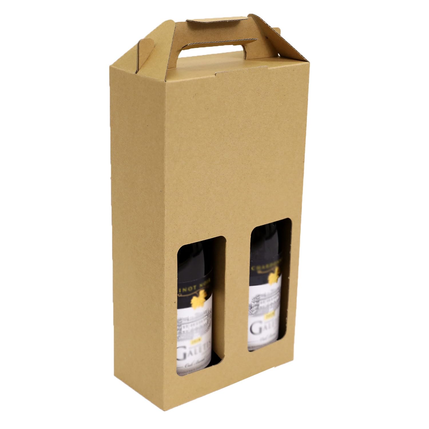 Amazon.co.jp: アースダンボール ダンボール ワイン2本用箱 窓付き 10