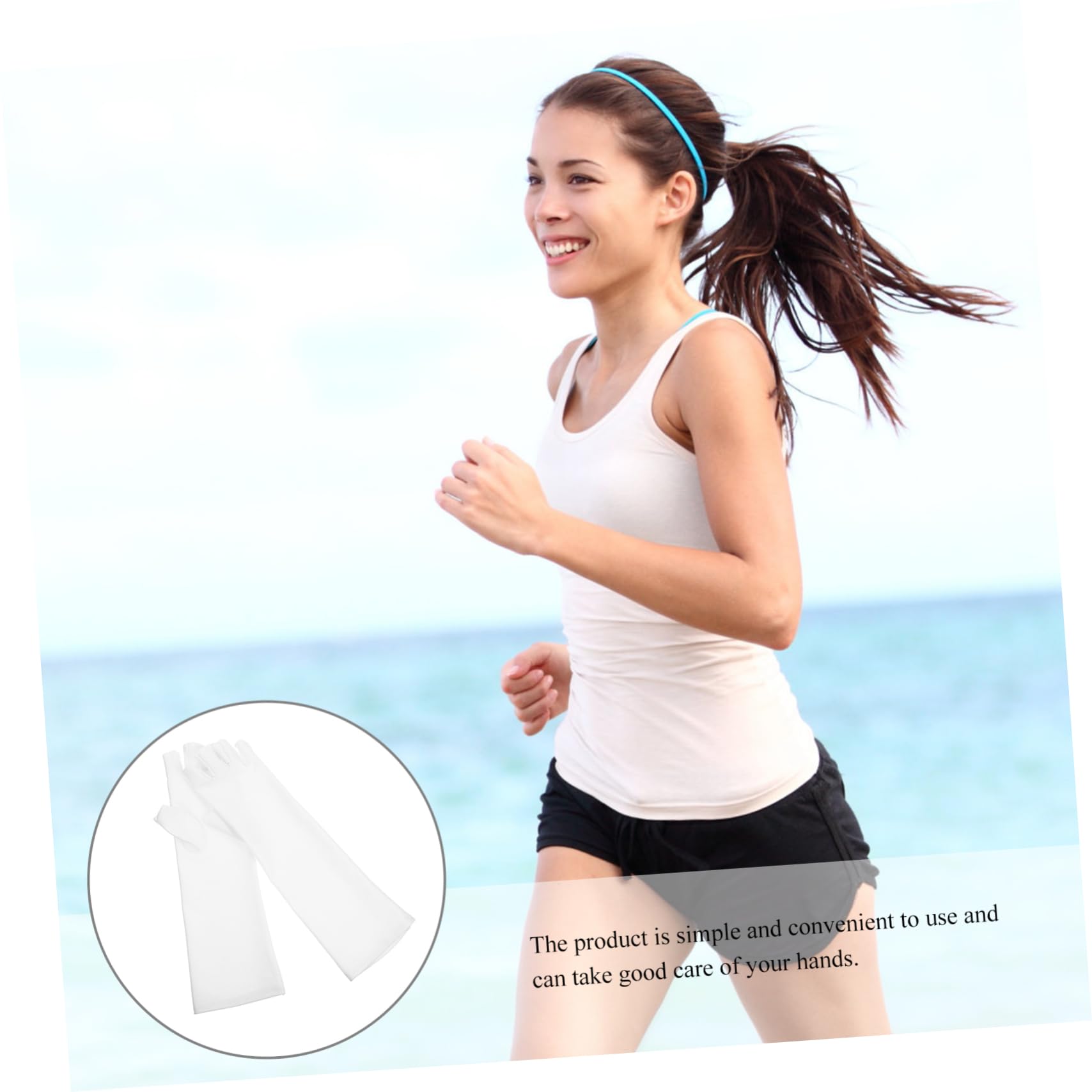 GOOHOCHY 1 Pair Half Finger Sunscreen Sleeves Arm Skin Protector Sun Gloves for Women UV Protection Arm Guard Driving Fishing Sunblock Arm Sun Sleeves Unisex Sun Block Sleeves Cloth White